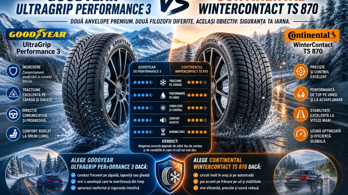Anvelope Goodyear UltraGrip Performance 3 vs Continental WinterContact TS 870