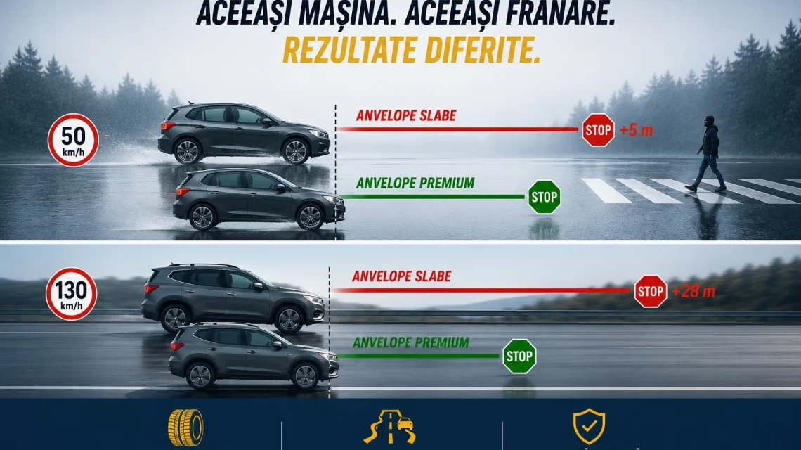 Distanta de franare anvelope ieftine vs premium